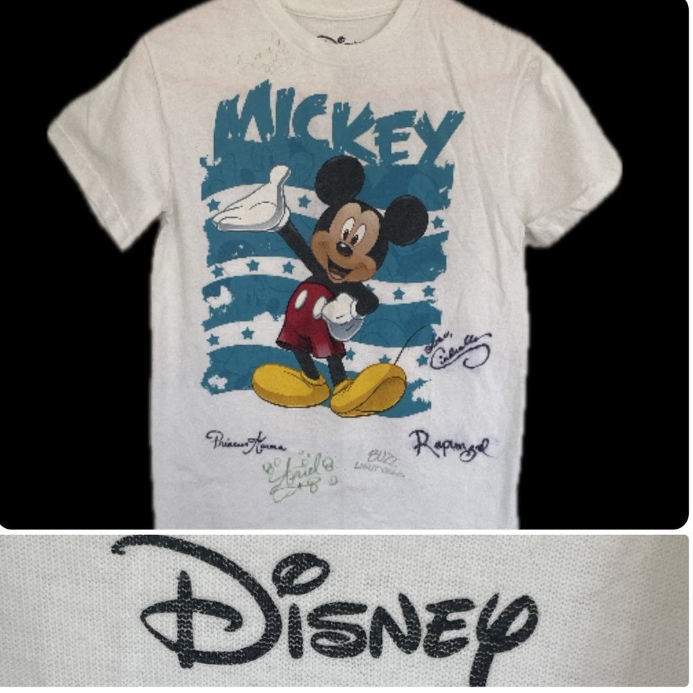 😊 Disney All-Stars: Authentic Autographed Mickey Mouse Tee Cotton BRAND NEW